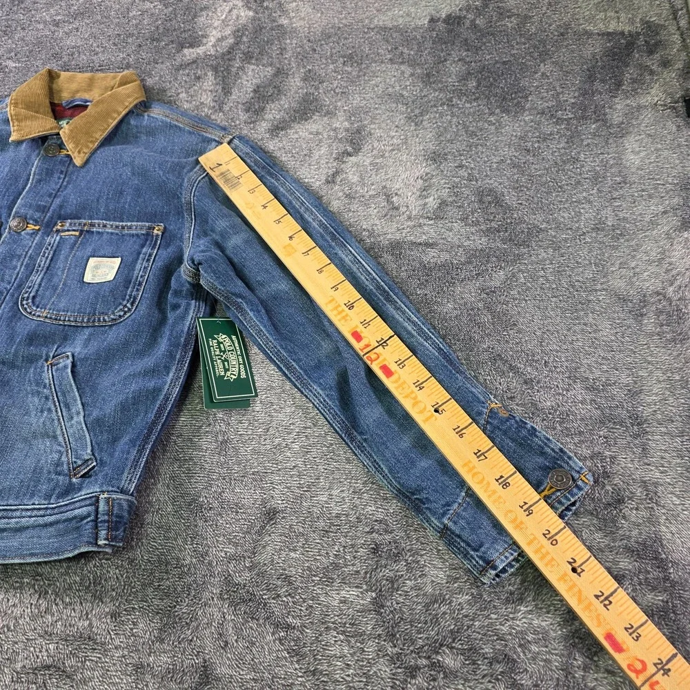 Ralph Lauren Polo Country Corduroy Collar Denim Jacket Kids Size M 10-12 Unisex